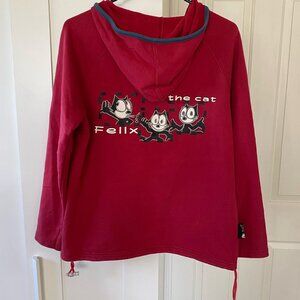 Vintage Felix The Cat Cartoon Zip Red Hoodie Size 4 (Men's M)  1998 Made in HK